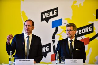 Tour de France director Christian Prudhomme with the mayor of Copenhagen Frank Jensen