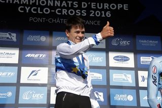 Thomas Pidock (Great Britain) on the European championships podium.