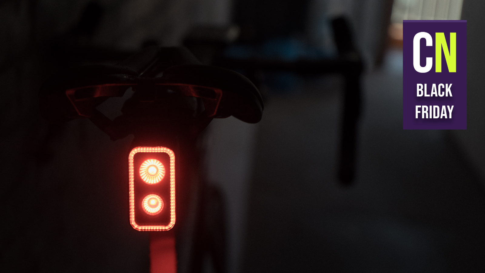 A magicshine seemee 300 light, which is one of the best Black Friday bike deals, mounted to a bike