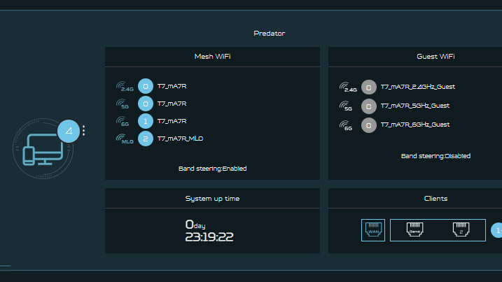 A screenshot of the Acer Predator Connect T7 app.