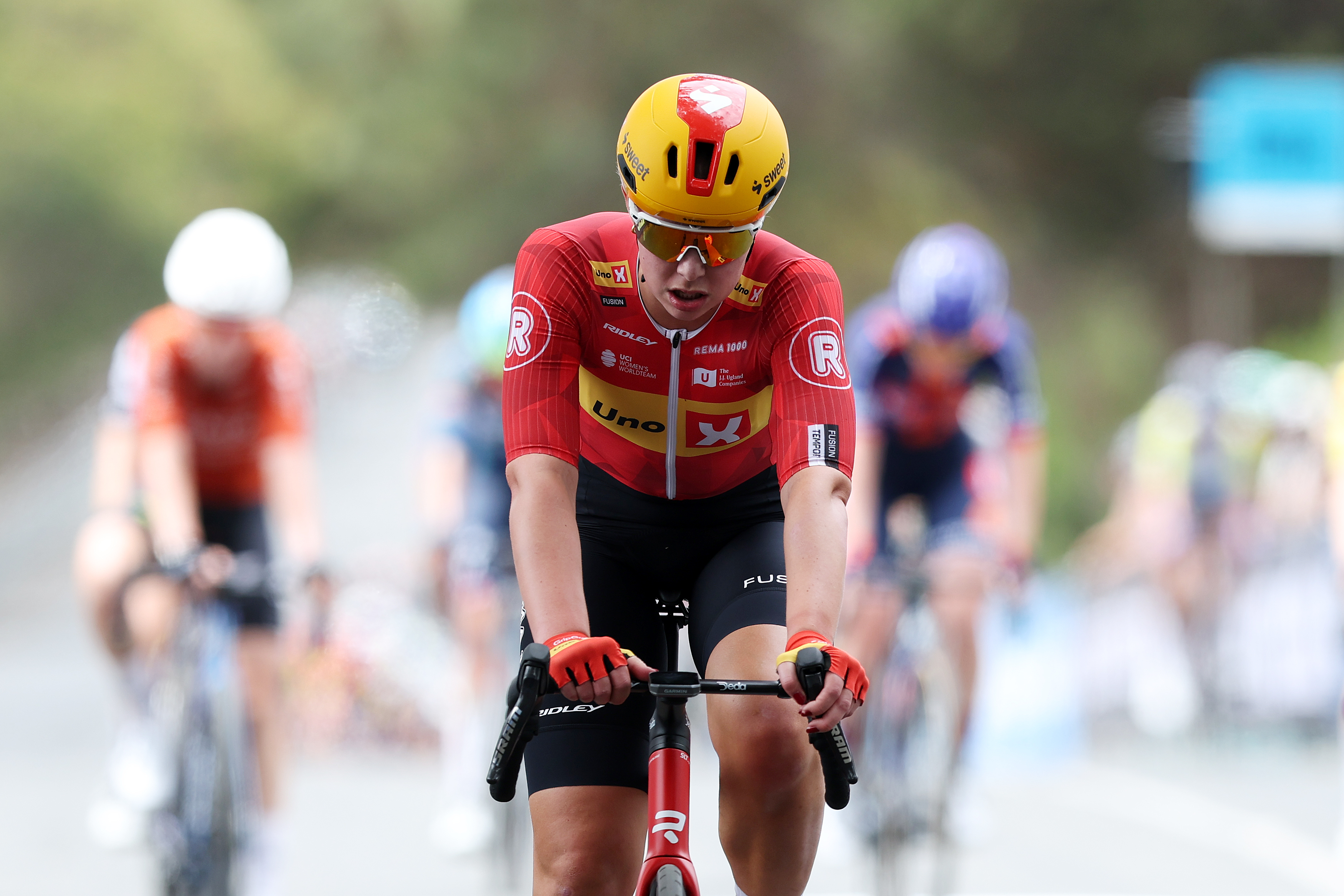Uno-X rider Anne Dorthe Ysland at the Tour Down Under 2026