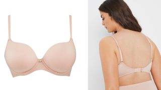 beige t-shirt bra as a cut out and back shown on the model