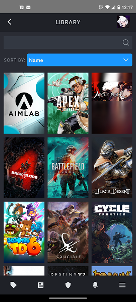 The new library design for Steam on Android.