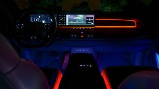 Accent lights turned on at night with the Kia EV9.