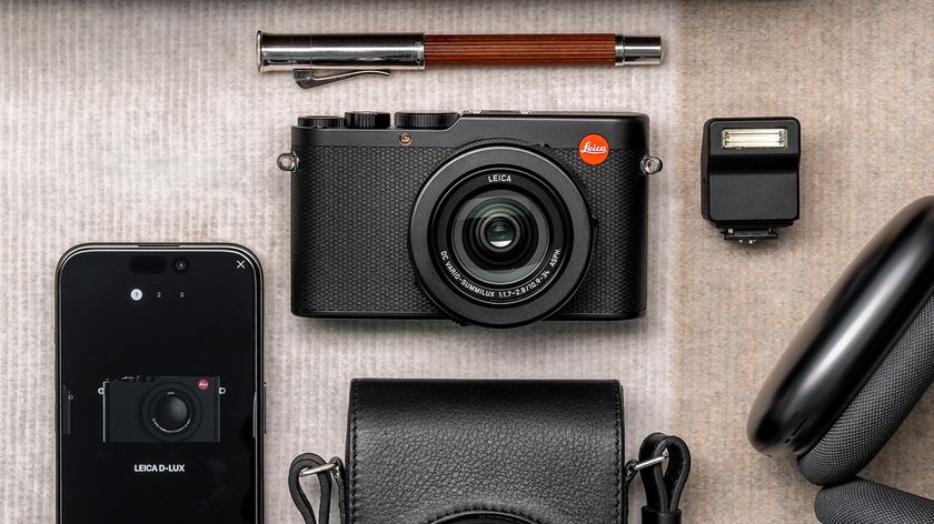 Flat lay of the Leica D-Lux 8 on desk