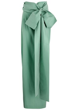 Bernard Bow-Embellished Taffeta Maxi Skirt