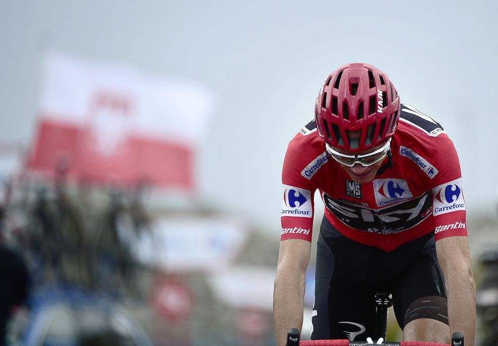 Chris Froome finishes third during stage 20 of the Vuelta