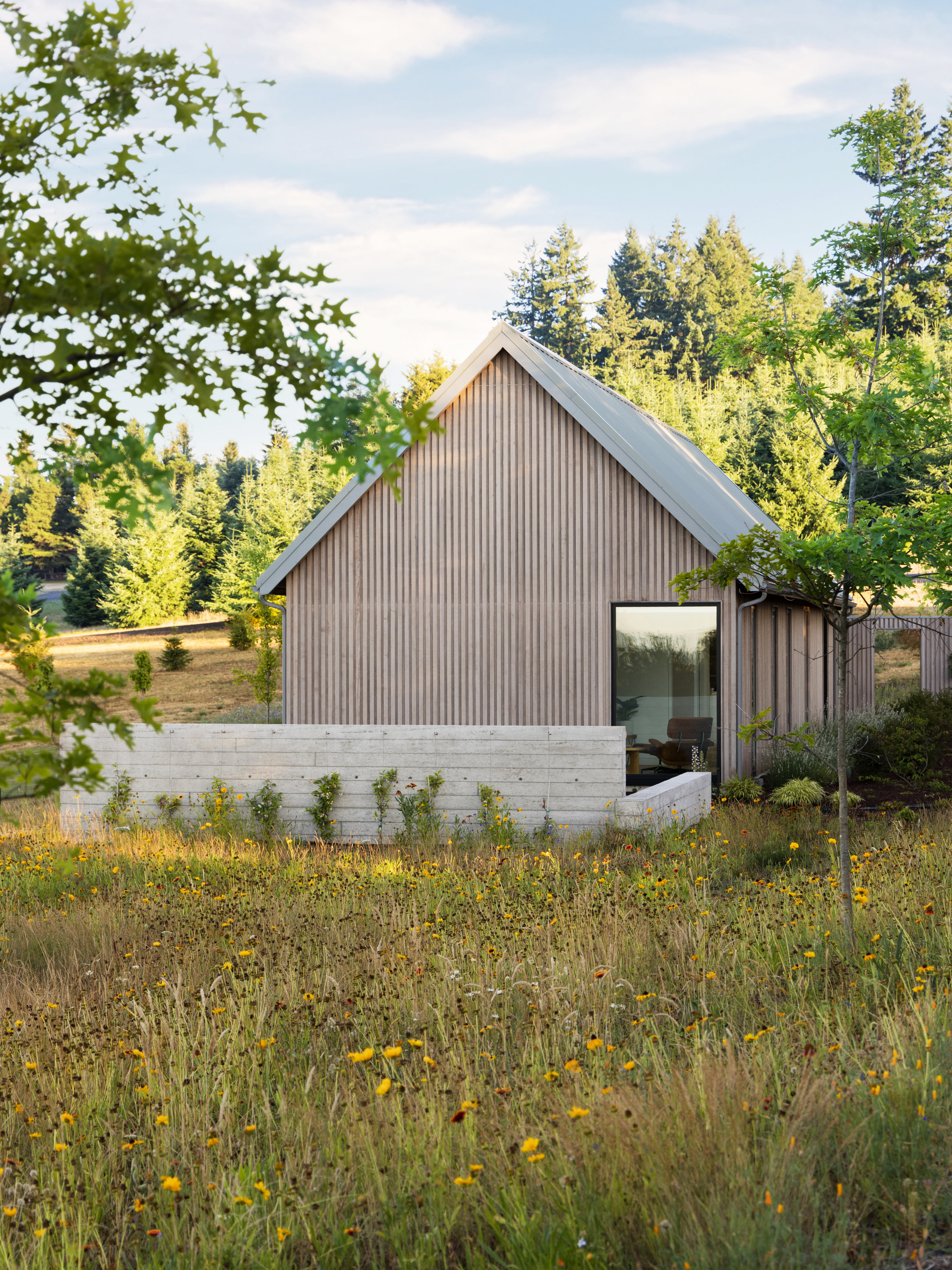 The cedar siding will weather with age