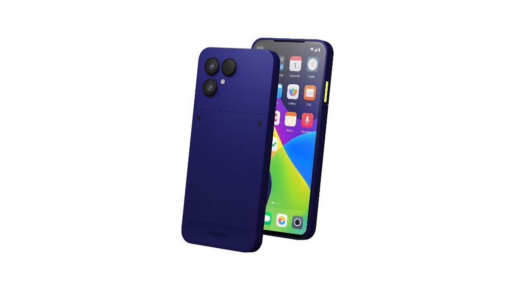 The Fairphone Gen 6 Plus in its new Cobalt Blue colorway.