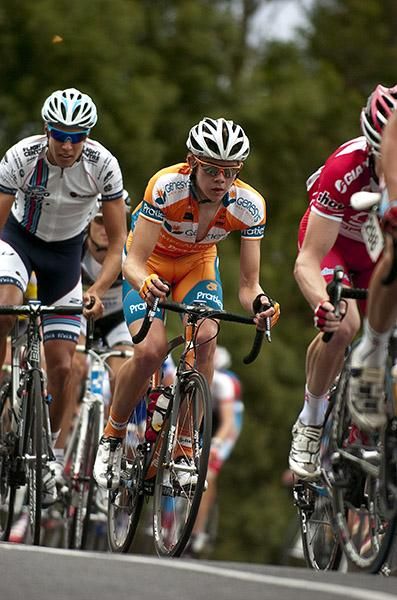 Campbell Flakemore from Tasmania riding for the strong Genesys Wealth Advisers team in action during the men's under 23 road race