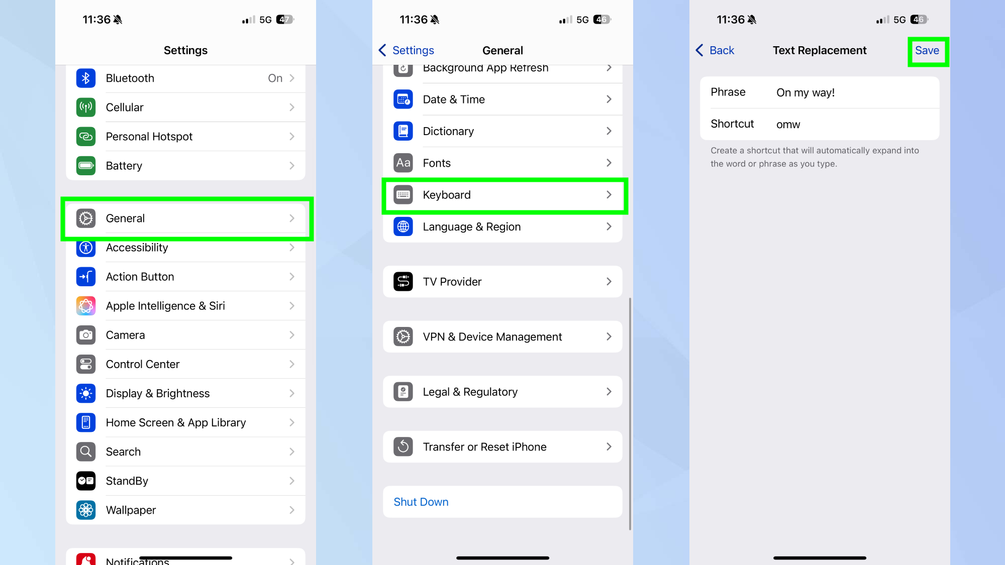 iPhone Text Replacement
