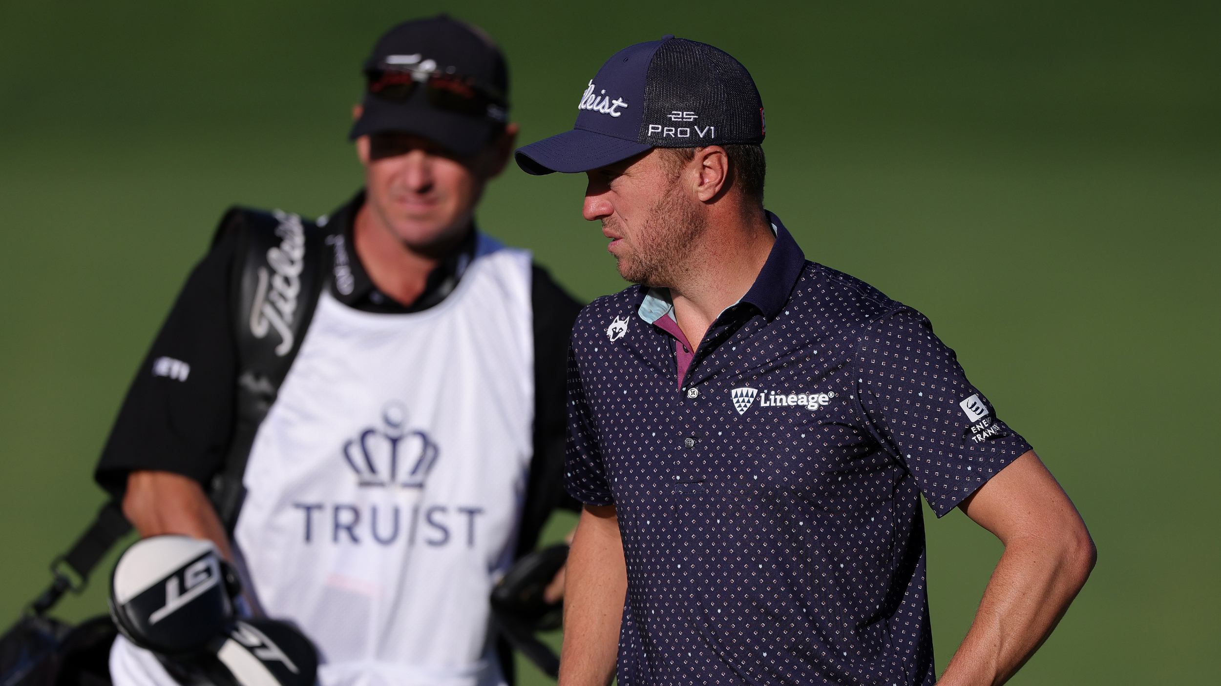 Justin Thomas with his caddie Matt Minister