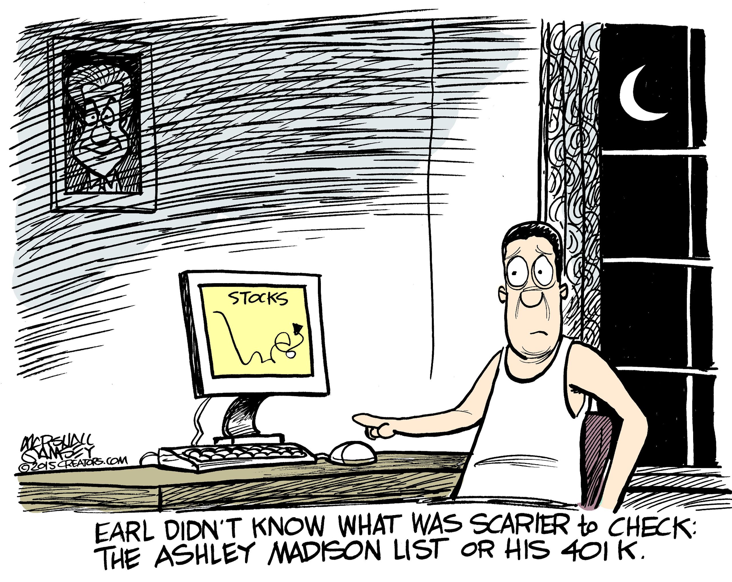 Editorial cartoon U.S. Stock Market Ashley Madison | The Week