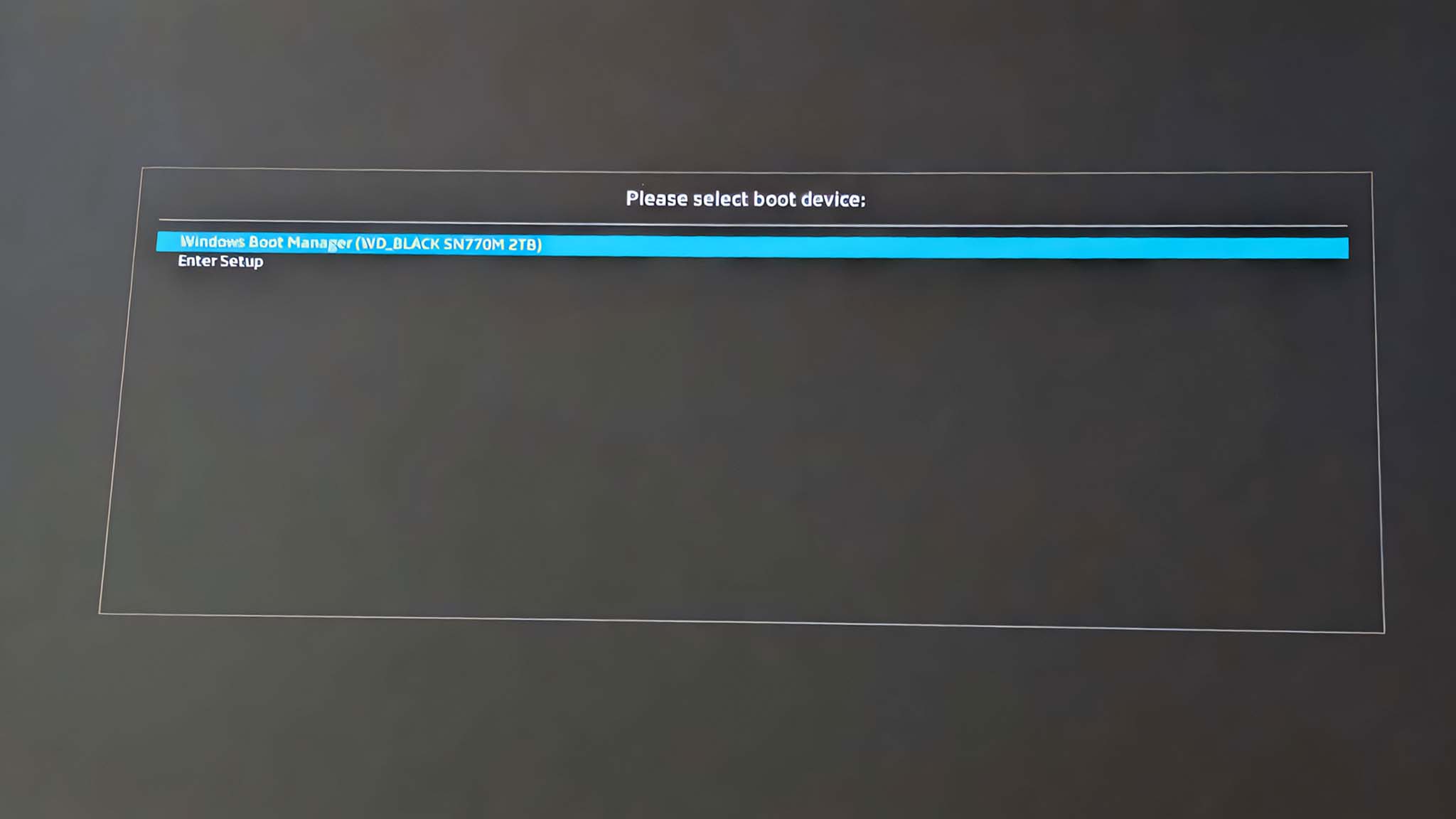 BIOS UEFI option on ROG Ally screen.