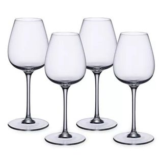 Four large glass wine glasses
