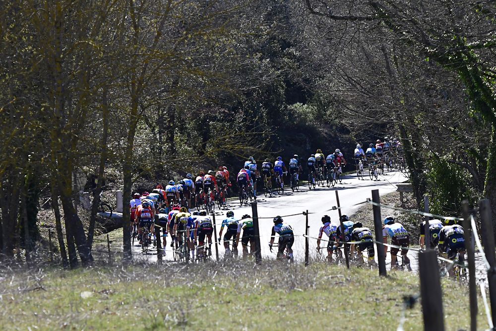 The Paris-Nice peloton in action during stage 6