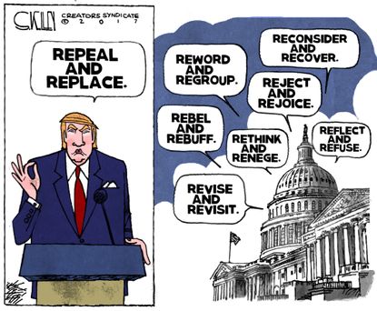 Political Cartoon U.S. Obamacare American Health Care Act Ryancare Repeal and Replace
