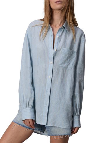 Maxine Stripe Linen Button-Up Shirt