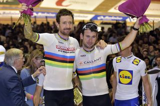 Mark Cavendish and Bradley Wiggins at the 2016 Ghent Six Day