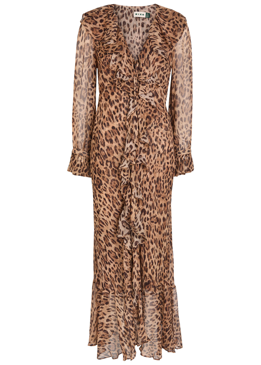 Gracye Leopard-Print Chiffon Midi Dress