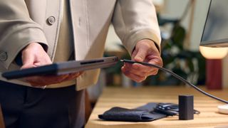 A promotional image for the HP EliteBoard G1a AI PC