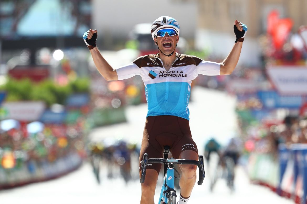 Tony Gallopin (AG2R La Mondiale) wins stage 7 of the 2018 Vuelta a Espana.
