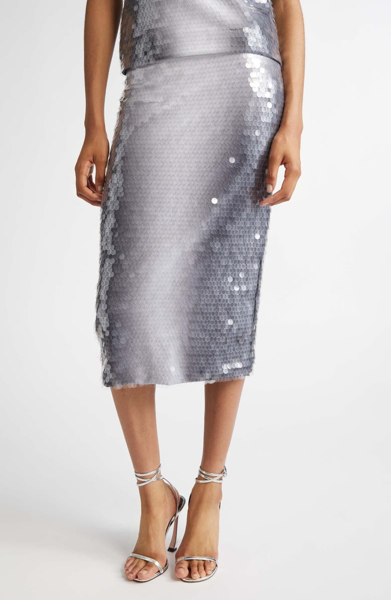 Gradient Paillette Jersey Pencil Skirt