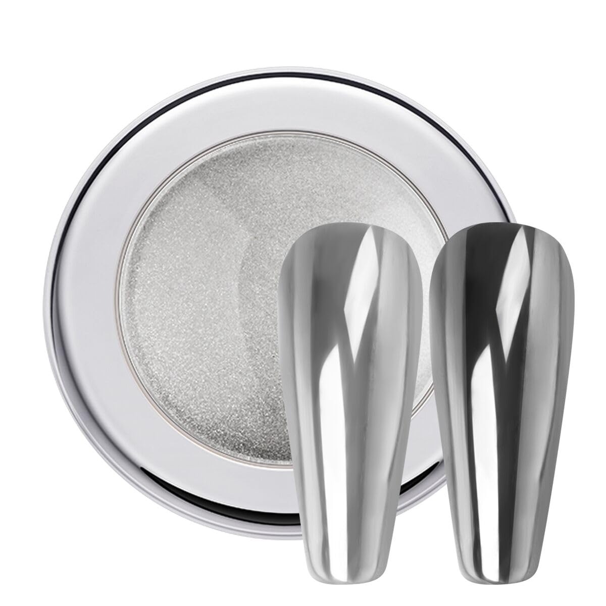 Pretty Diva, Prettydiva Chrome Nail Powder - Silver Mirror Effect Nail Powders, Highlight Metallic Chrome Powder for Nail Art Chrome Nail Powder for Nails