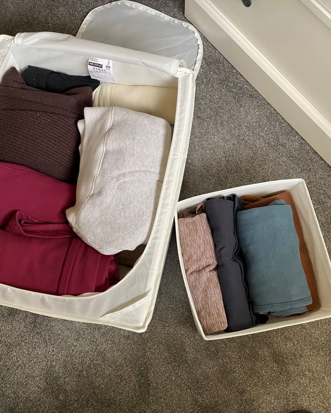 Katie trying wardrobe editing - IKEA Skubb storage