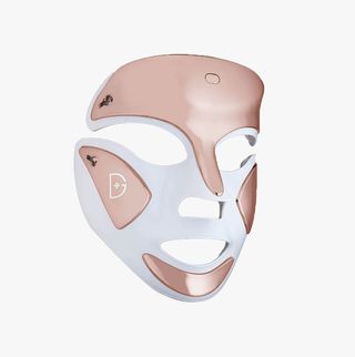 pink and white face mask
