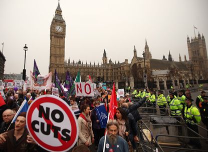 TUC protest over spending cuts