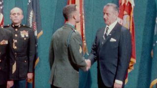 Forrest Gump meeting Lyndon Johnson on TV in Forrest Gump