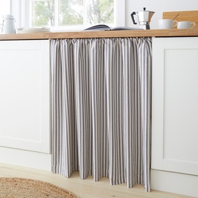 Linford Stripe Slot Top Unlined Undercounter Curtain