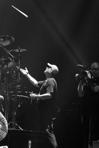 Neil Peart during soundcheck at Irvine Meadows Amphitheather