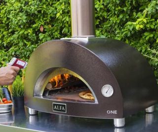 Alfa Nano Pizza Oven in a garden.