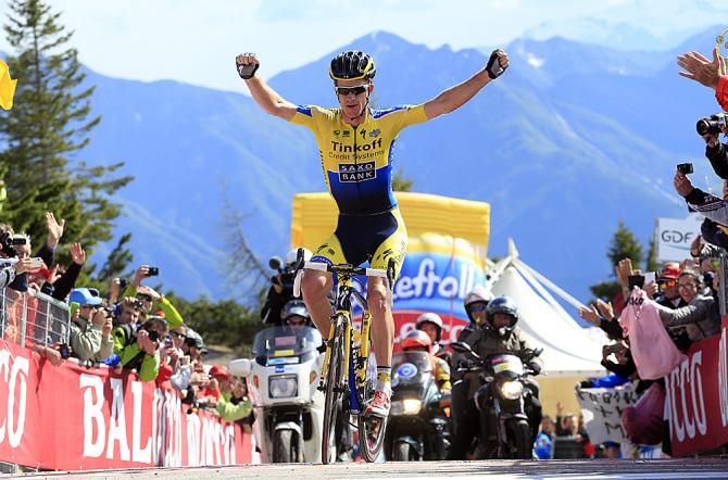 Michael Rogers (Tinkoff-Saxo) wins the GIro d'Italia stage 20 on Monte Zoncolan