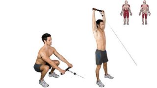Cable squat to overhead raise