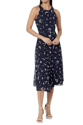 Tommy Hilfiger Women's Chiffon Midi Dress, Sky Captain Multi