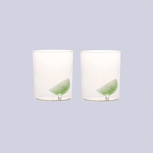 Maison Balzac, Maison Balzac Clear and Green Gin & Tonic Glass Set of 2
