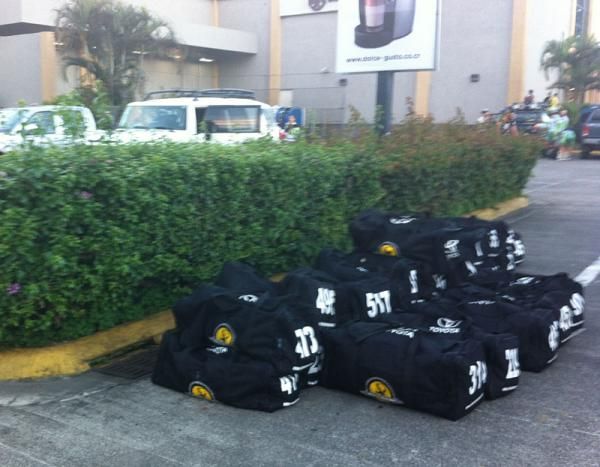 Racer bags await pick-up