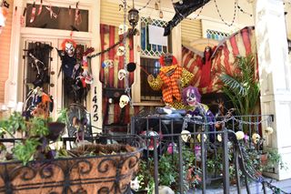 A house decorated for Halloween in the French Quarter of New Orleans