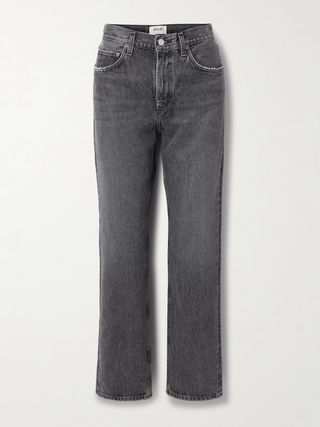 Valen Distressed Mid-Rise Straight-Leg Jeans