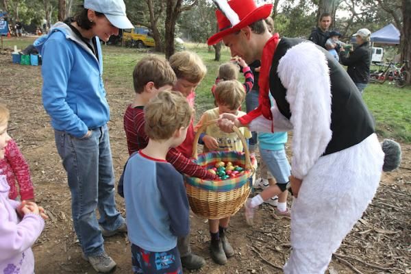 The Easter bunny was at the race, too.