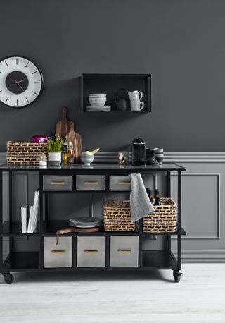 metal stylish kitchen trolley by not on the highstreet used as a kitchen storage idea