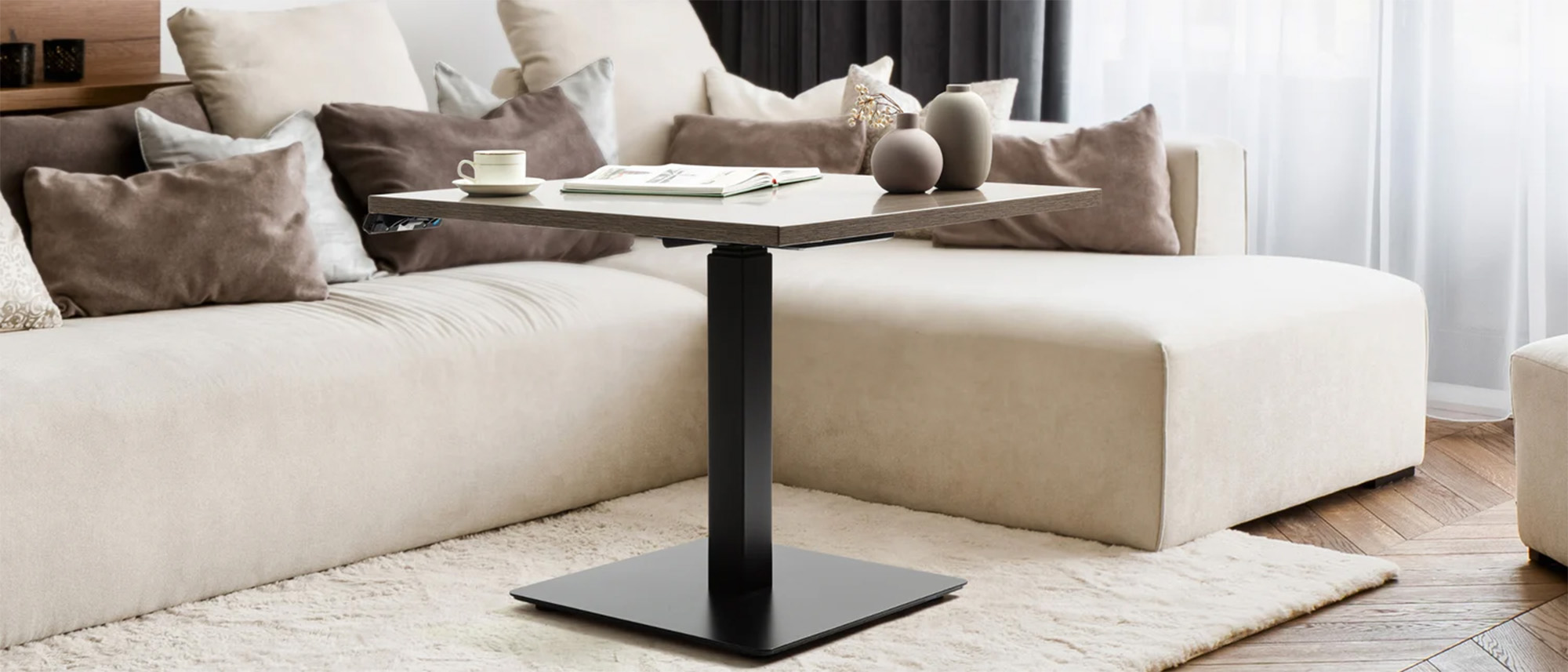 Progressive desk in living room