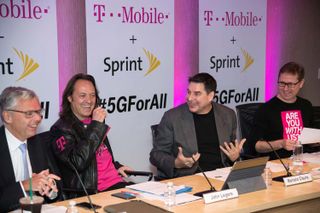 T-Mobile and Sprint officials unveil merger plans in 2018. (Credit: T-Mobile)