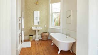 Bathroom with oak wooden floor