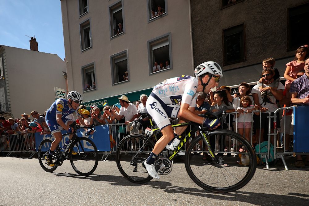 Simon Yates in Foix near the end of stage 13 at the Tour de France