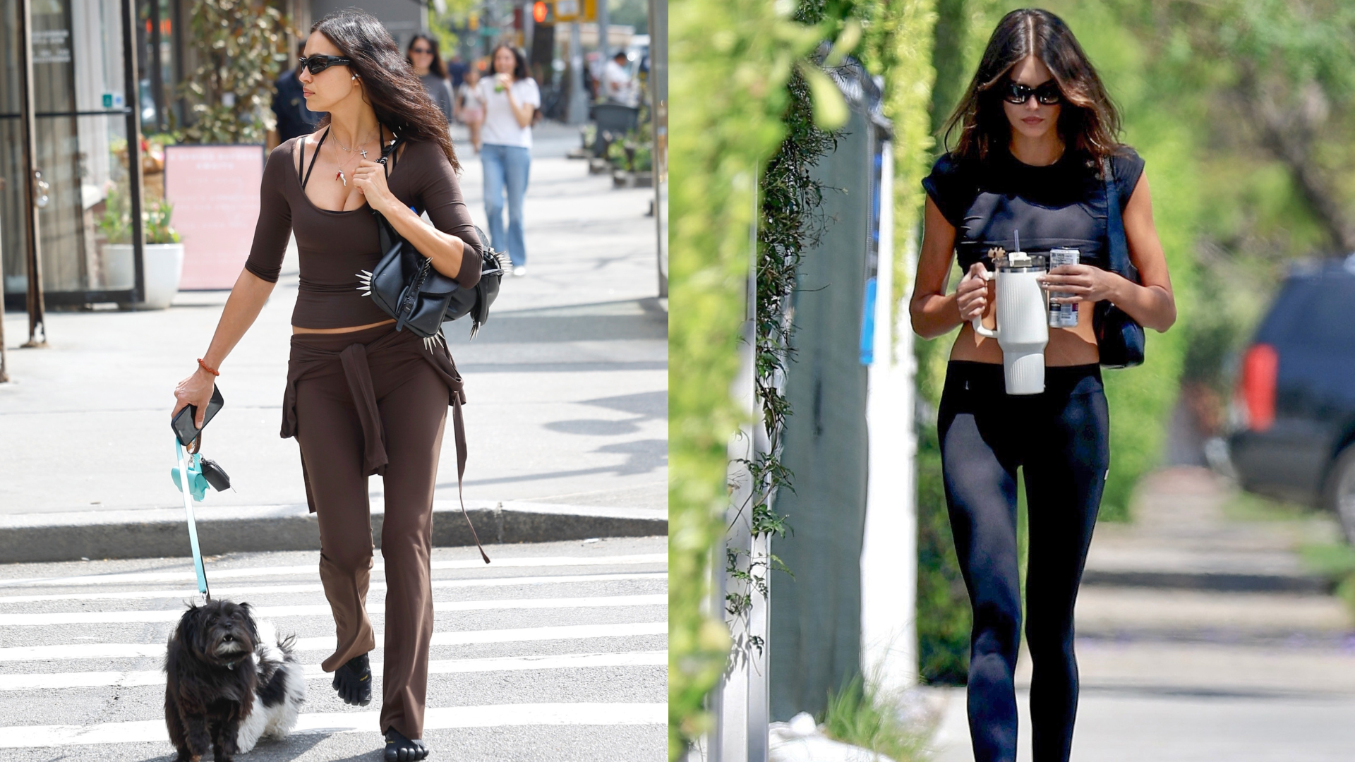 Kaia Gerber and Irina Shayk wearing low rise leggings trend in Los Angeles summer 2026