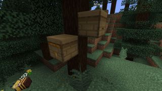 Minecraft Bees - Las colmenas cuelgan de un árbol de Minecraft